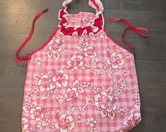 Pink Hibiscus Plumeria Lei Palaka Apron