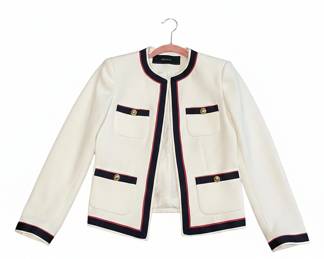 Zara Basic White Blazer with Navy and Red Trim