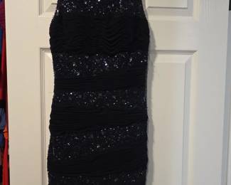 JS Boutique Black Sequin Ruched Cocktail Dress