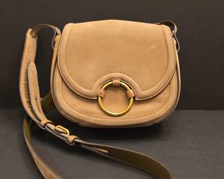 Tory Burch Suede Saddle Bag with GoldTone Ring Logo second image