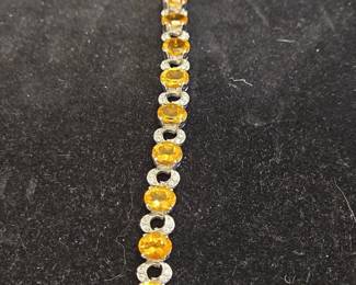 Sterling Silver Citrine and White Topaz Tennis Bracelet