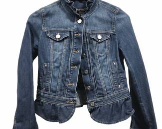 White House Black Market Ruffled Denim Jacket