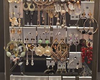 Assorted Vintage and Contemporary Costume Jewelry Earrings Display