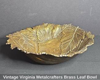 Vintage Virginia Metalcrafters Brass Leaf Bowl
