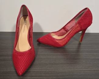 Neiman Marcus Red Mesh PointedToe Pumps