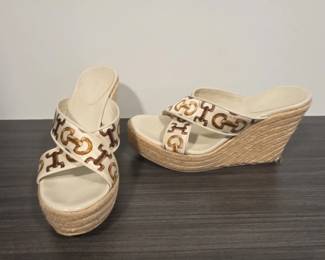Gucci Bamboo Horsebit Espadrille Wedge Sandals