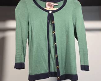 Juicy Couture Green and Navy Trim Cardigan