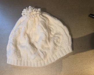 Janie and Jack Cream Cable Knit Pom Pom Hat