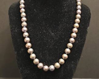 Grey Freshwater Pearl Necklace with Filigree Clasp