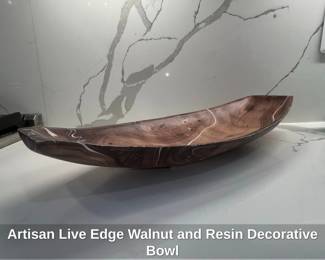 Artisan Live Edge Walnut and Resin Decorative Bowl