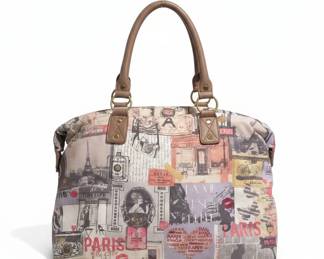Accessorize Paris Print Canvas Handbag