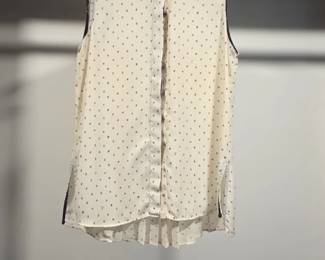 Zara Basic Sleeveless Polka Dot Pleated Blouse