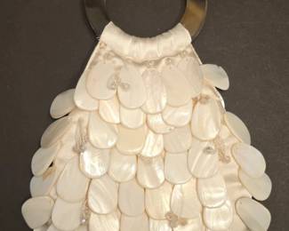 Vintage MotherofPearl Scale Evening Handbag with Circular Handle