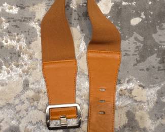 Wide Elastic Waist Belt with Faux Leather Ends