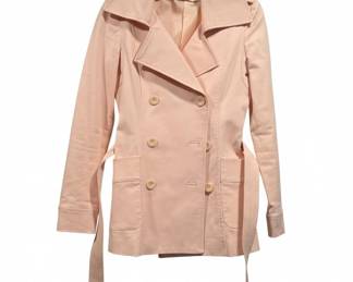 Womens Light Pink DoubleBreasted Belted Trench Jacket