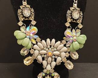 J. Crew Multicolor Crystal Floral Statement Necklace