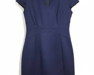 Womens Navy Blue VNeck Sheath Dress