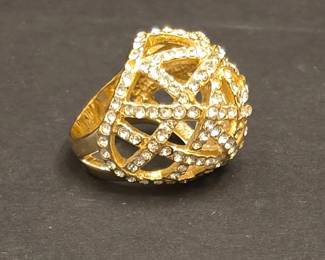 BCBGMAXAZRIA Crystal Pave Cage Statement Ring