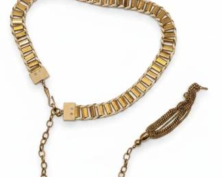 Vintage GoldTone Chain Link and Cord Belt with Tassel