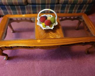 Vintage Coffee table, milk glass bowl and pin fruit...all sold separately