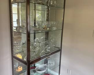 "smoke" chrome and glass display cabinet