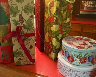 Wine boxes for holiday gift giving and tins