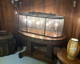 Iron and glass chandelier