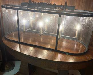 Black iron and glass chandelier