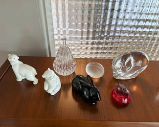 Ceramic, glass and crystal figurines