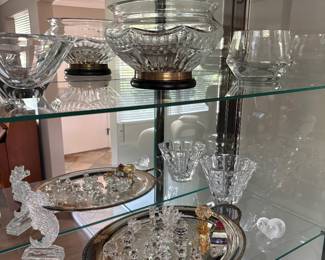 Additional crystal items in glass display case
