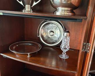 Silver-plated chaffing dish, footed tray, bowl and more