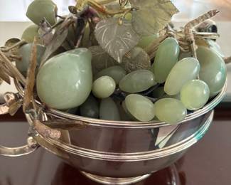 Glass fruit and silver-plated bows
