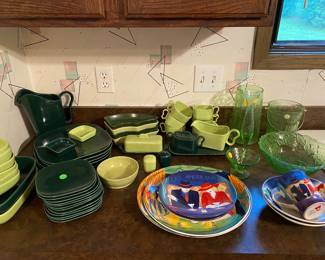 Art deco dishes/Uranium glass