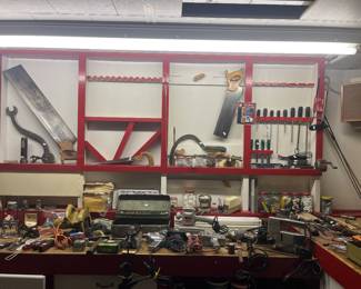 Drills, jig saw, tool box, circular saw, sander, plainer, etc