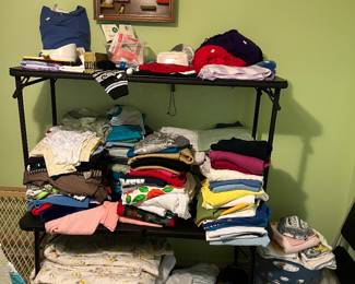 Tops, comforters, kitchen towels, pantyhose, shawls
