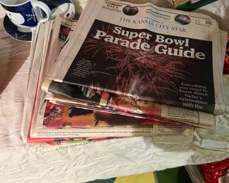 Misc newspapers with exciting news from Truman’s passing to Patrick coming to KC