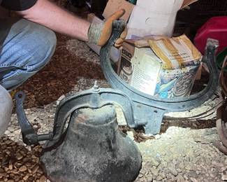 Antique cast iron bell and yoke
