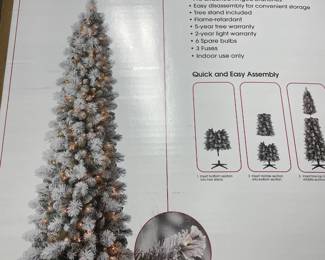 & ft. Slim Pre-lit--Never opened or Used --Flocked Christmas Tree!!