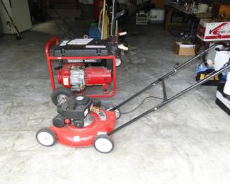 Lawnmower and Generac Generator