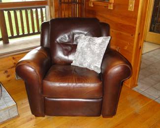 Comfortable leather chair, for napping, reading, or watching the game