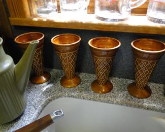 Vintage brown ceramic waffle cone