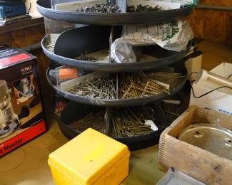 A very large carousel of screws and nails and things
