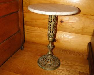 Brass and marble pedestal stand