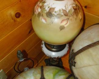 Vintage handpainted globe lamp