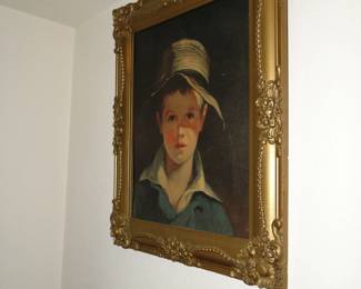 Little Farmer boy with gold vintage frame