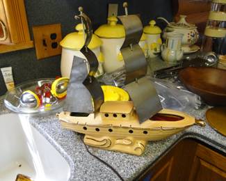 Mid Century Modern TV lamp, in the shape of a ship