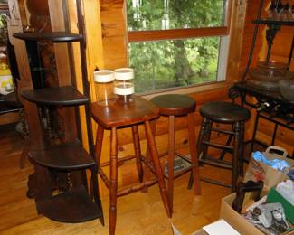 Wooden stools in all shapes and sizes