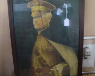 Antique Large  Litho of General John J. Pershing From WWI