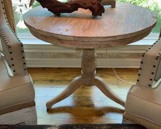 **PRESALE- WHITEWASH ROUND ENTRY/SIDE TABLE $400.00 ***