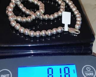 Long pair of sterling silver beads Italy